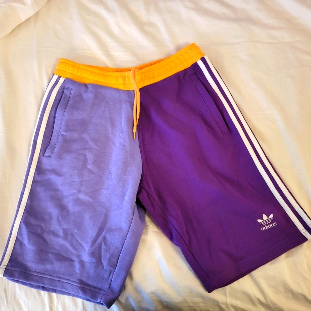 Adidas unisex shorts small purple orange